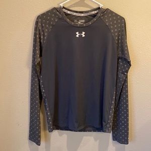 YXL Under Armour Dark Gray Tee with Dot Sleeves